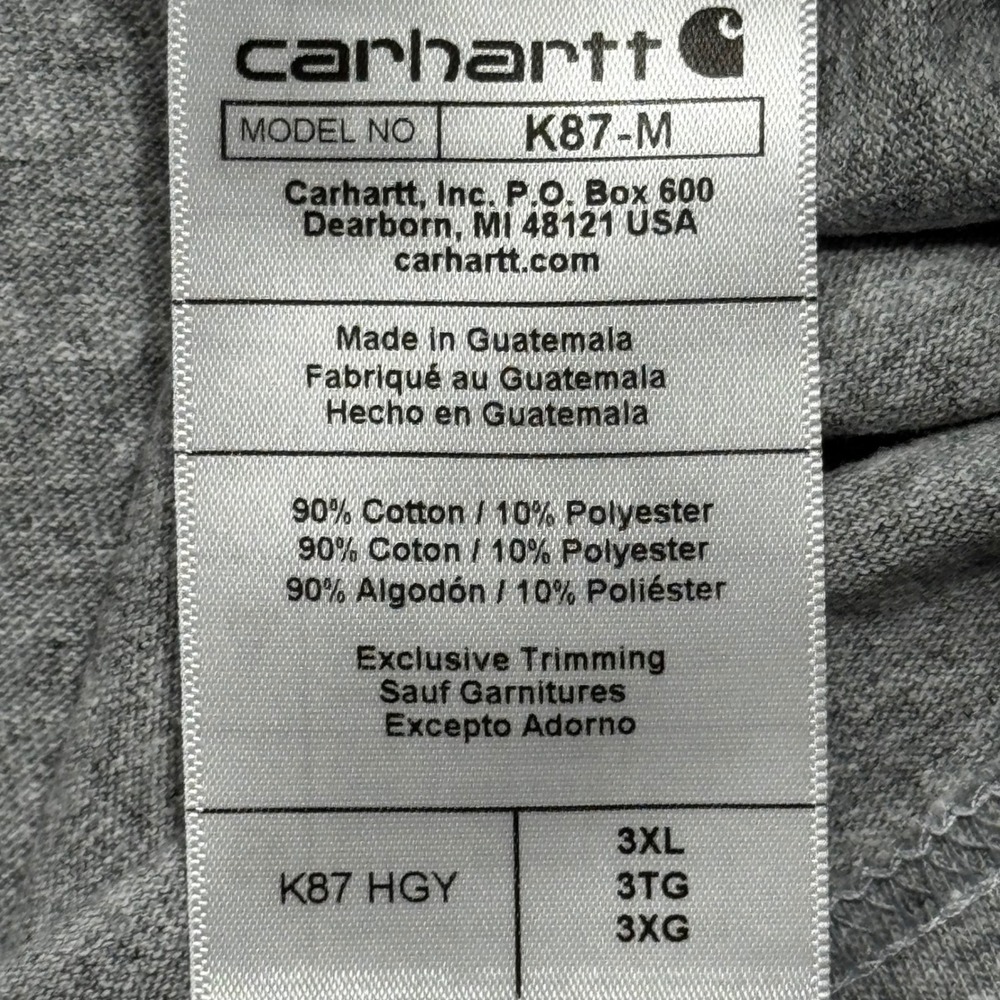 Carhartt K87 Mens 3XL Loose Fit Pocket T-Shirt Heather Gray Short Sleeve NWT - Picture 5 of 8